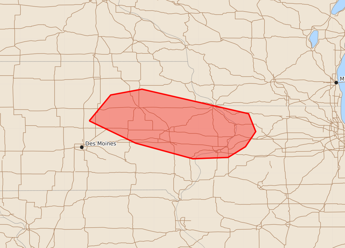 Risk area map for Mesoscale Discussion 1366