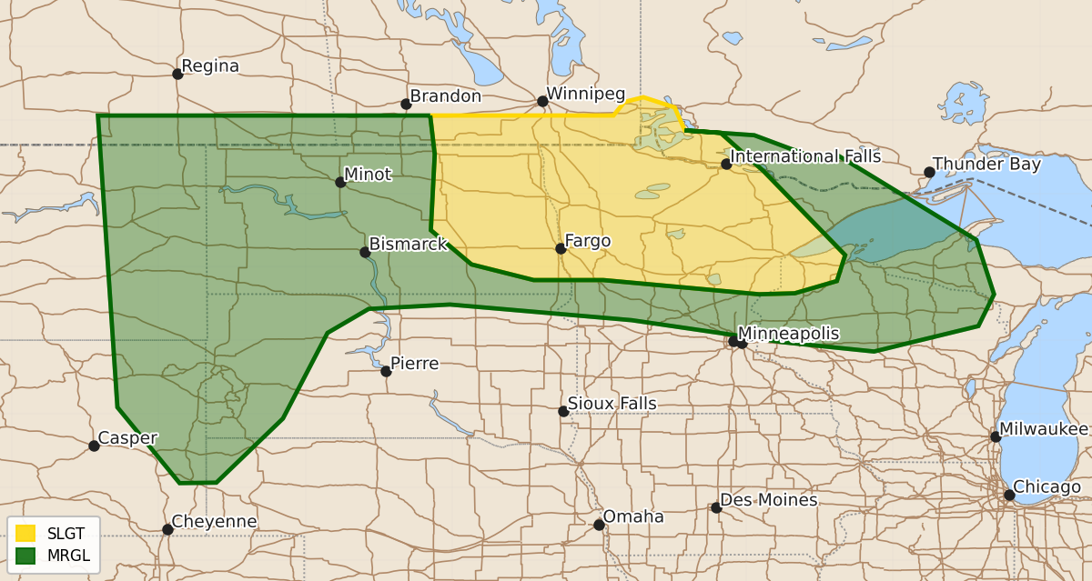Risk area map for Day 3 Areal Outline