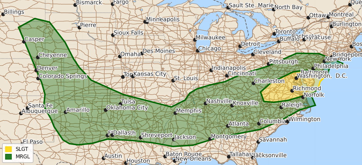 Risk area map for Day 3 Areal Outline