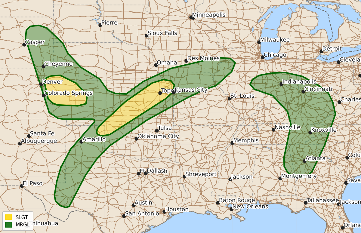 Risk area map for Day 1 Areal Outline