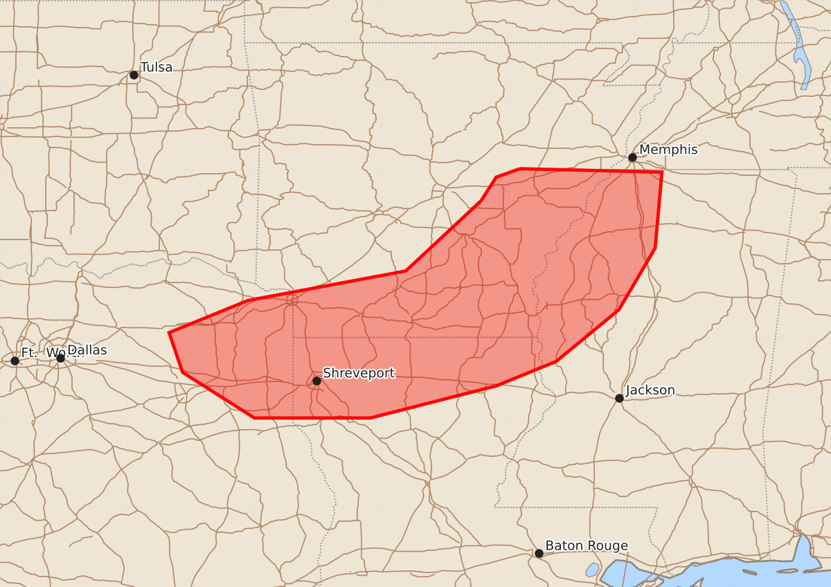 Risk area map for Mesoscale Discussion 1251