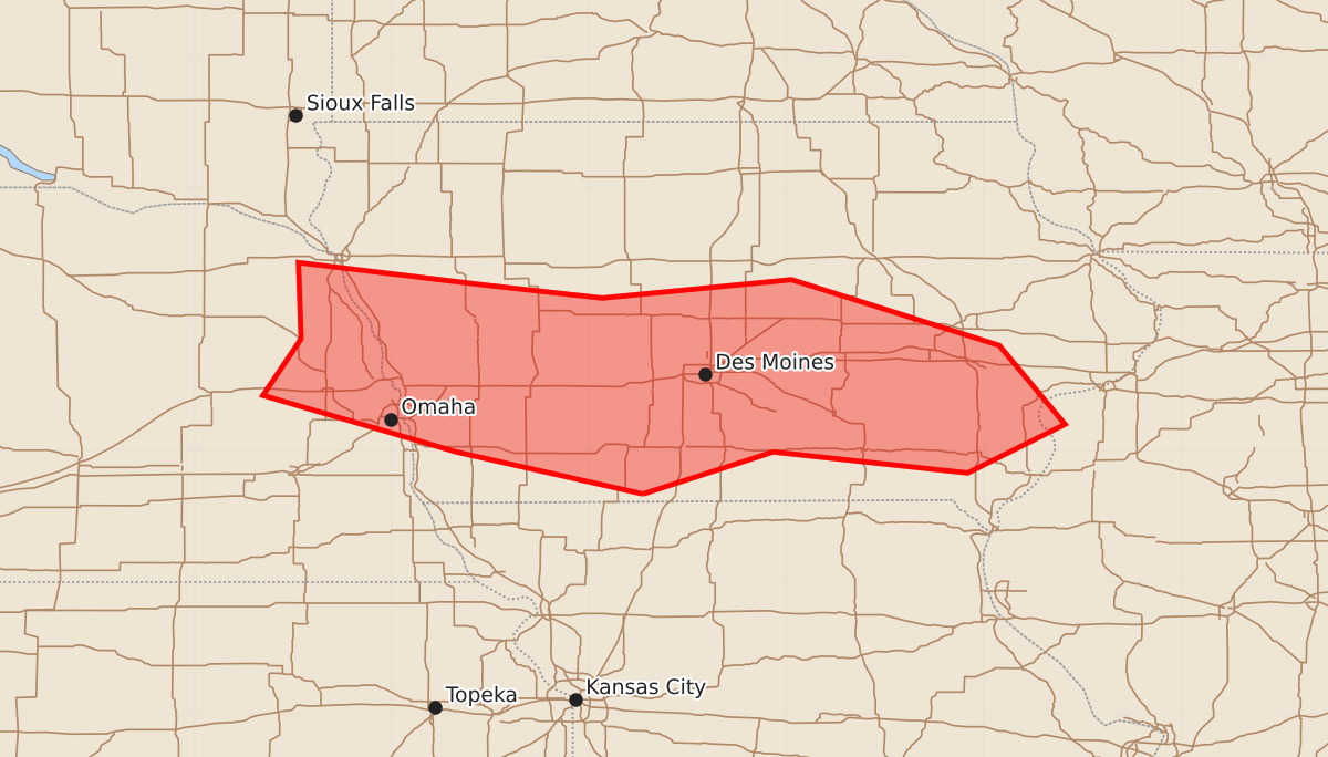 Risk area map for Mesoscale Discussion 1947