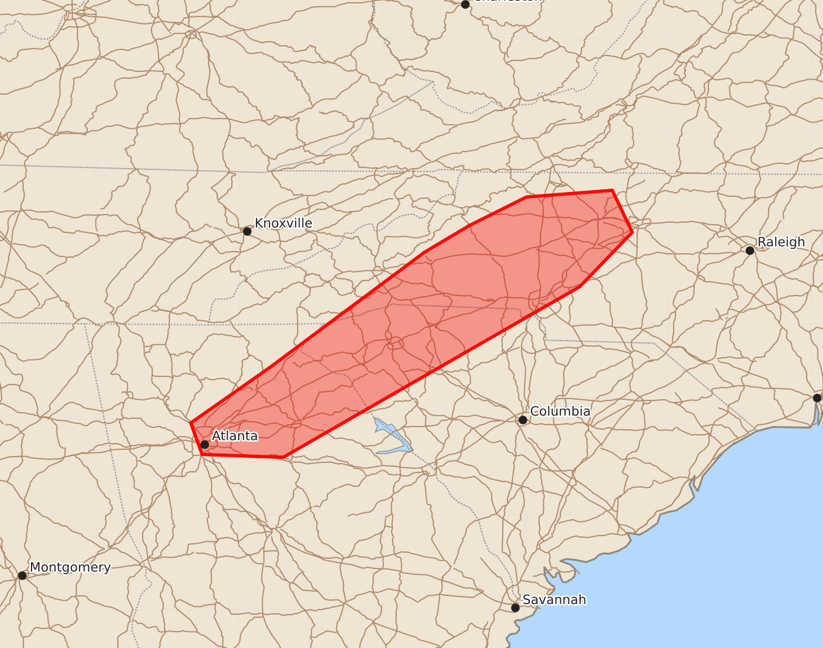 Risk area map for Mesoscale Discussion 2163