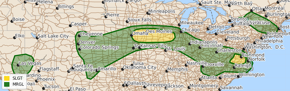 Risk area map for Day 1 Convective Outlook