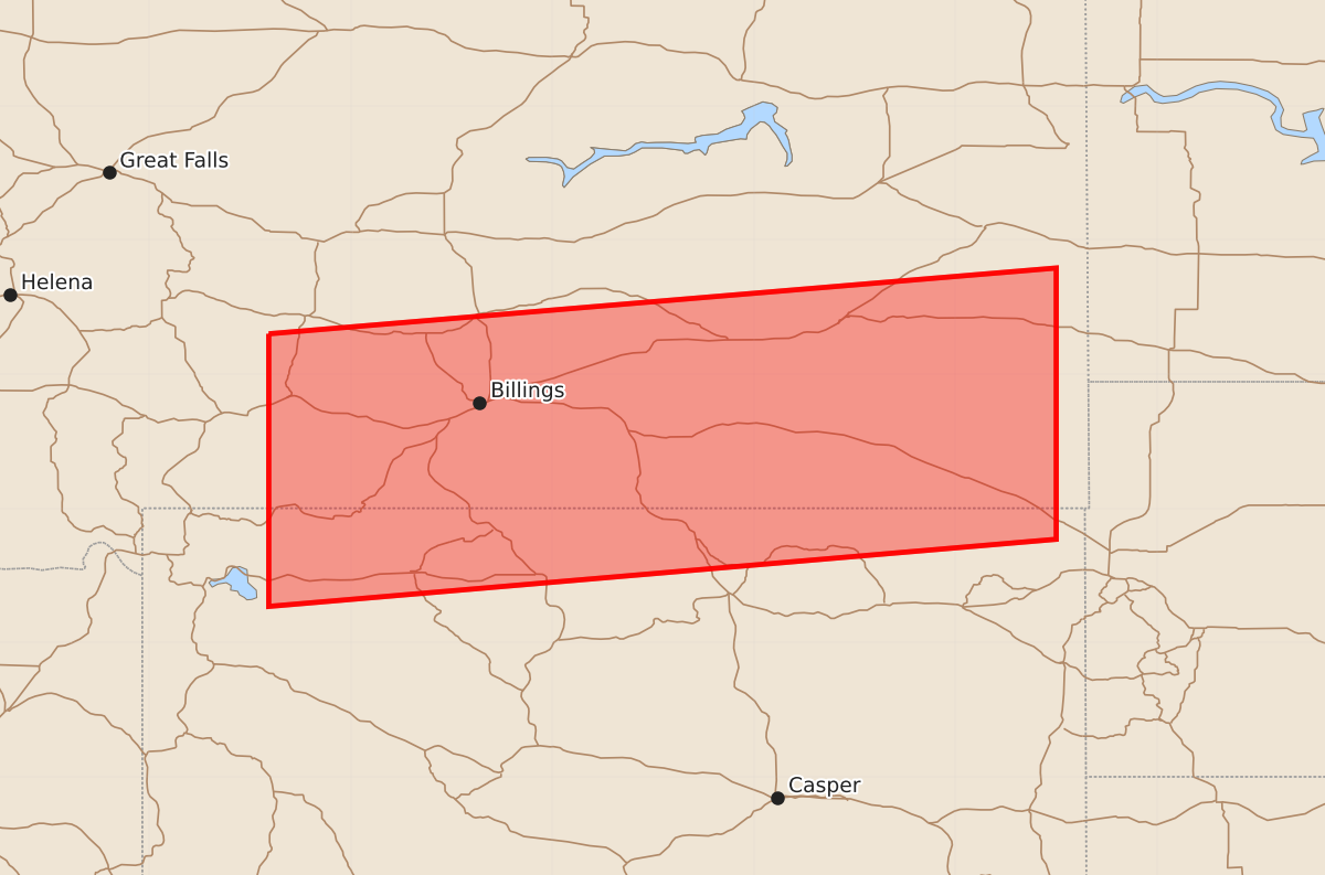 Risk area map for Watch 596 Outline