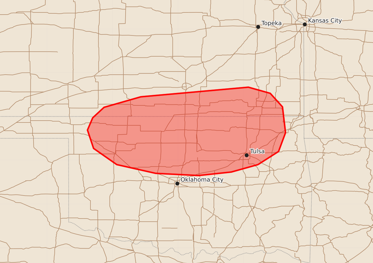 Risk area map for Mesoscale Discussion 1496