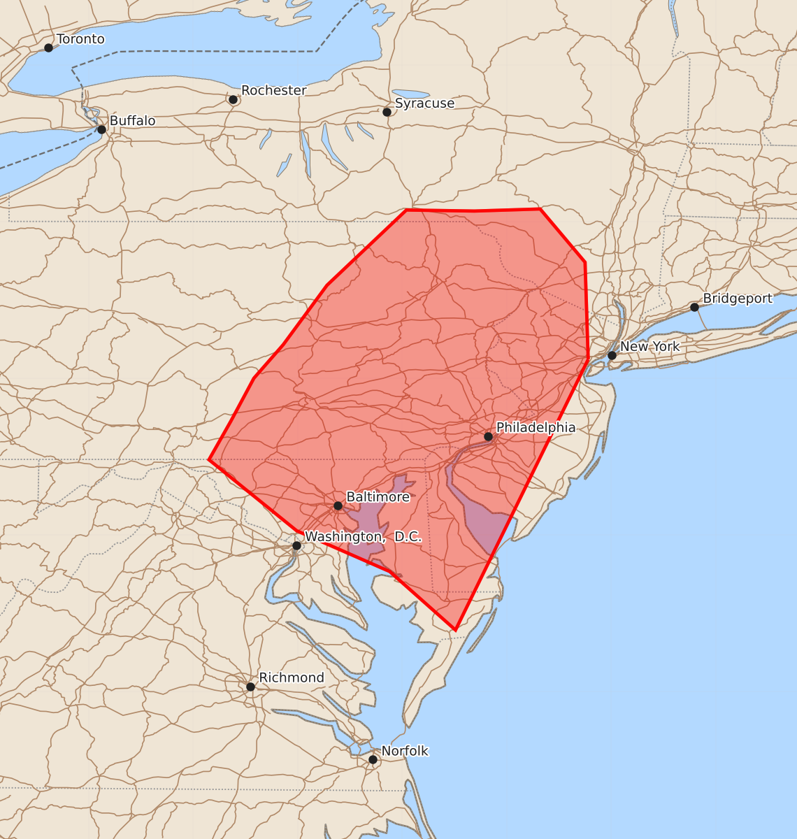 Risk area map for Mesoscale Discussion 1147