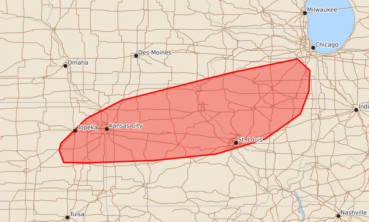 Risk area map for Mesoscale Discussion 2301