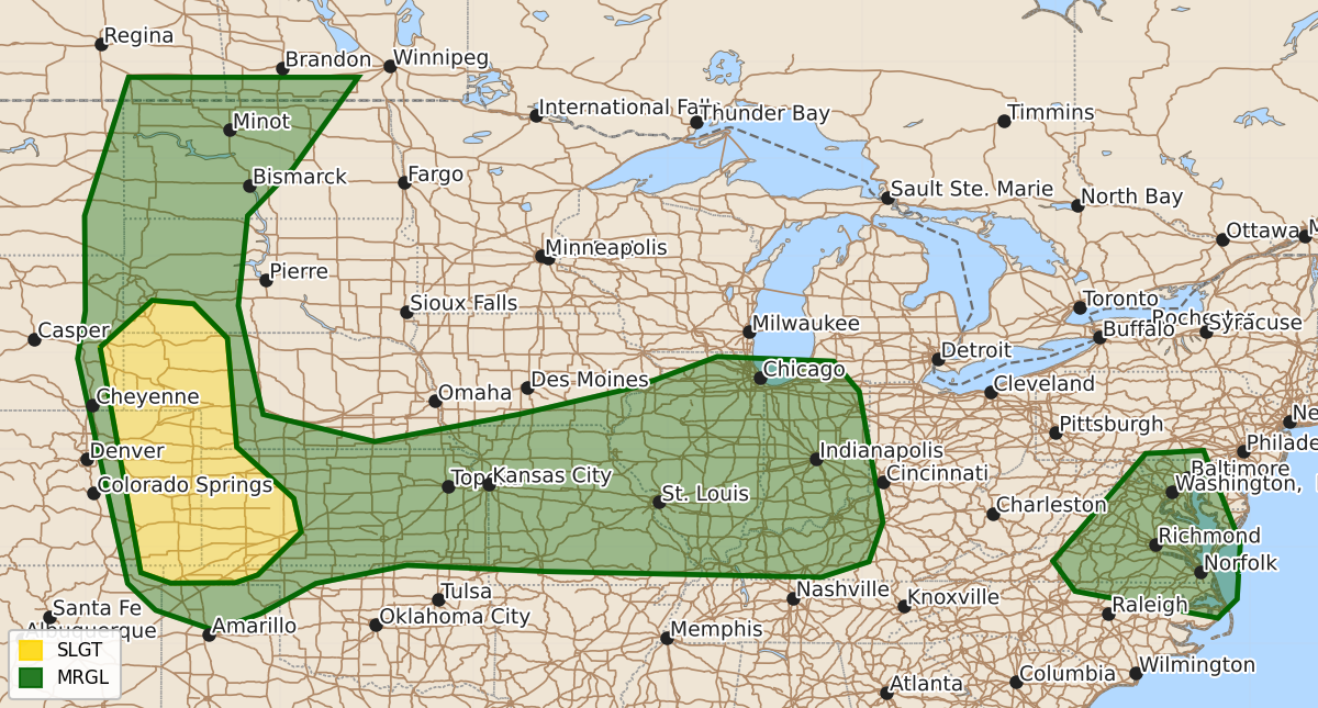 Risk area map for Day 3 Areal Outline
