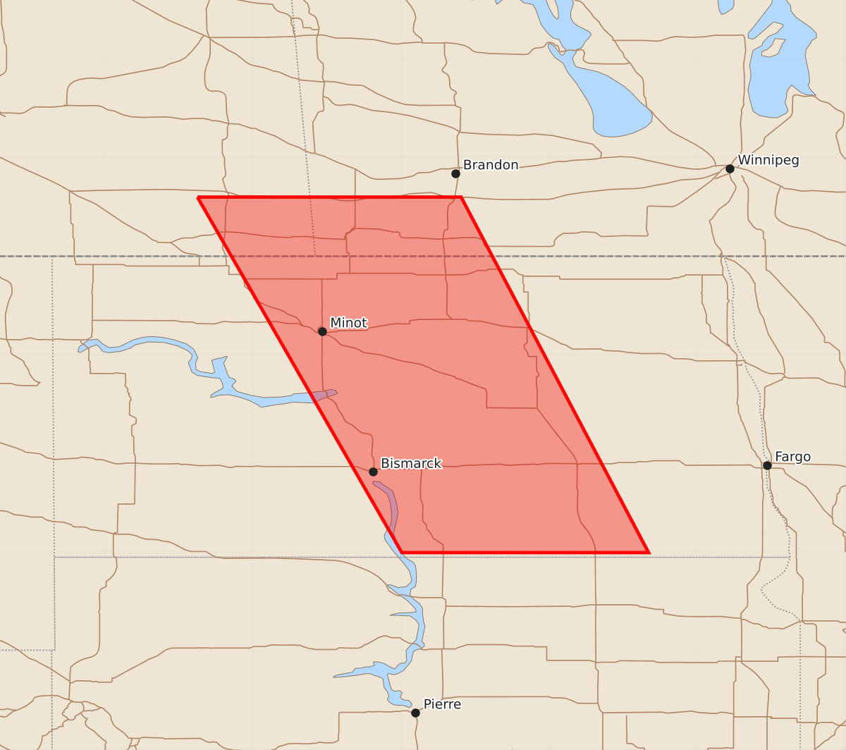 Risk area map for Watch 409 Outline