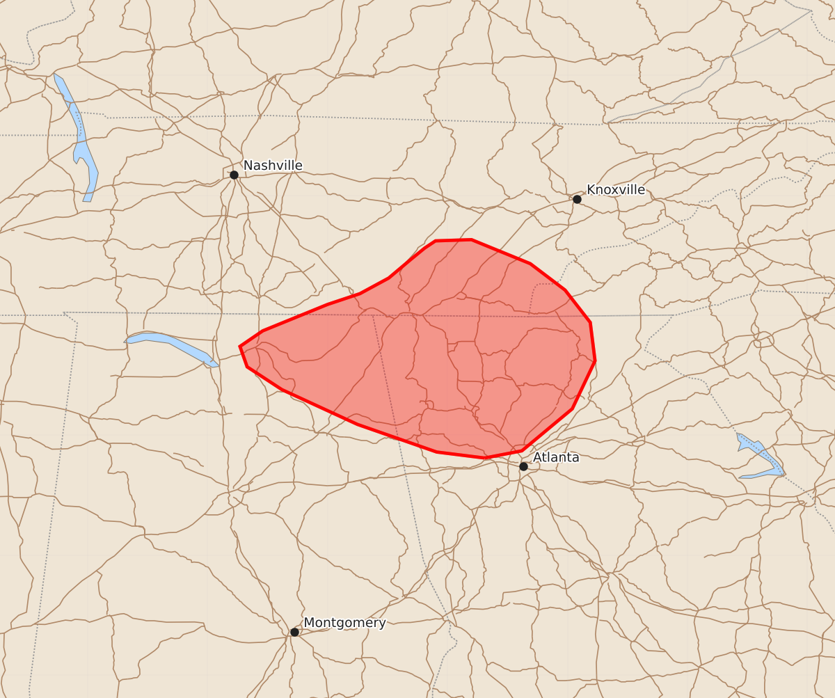 Risk area map for Mesoscale Discussion 1573
