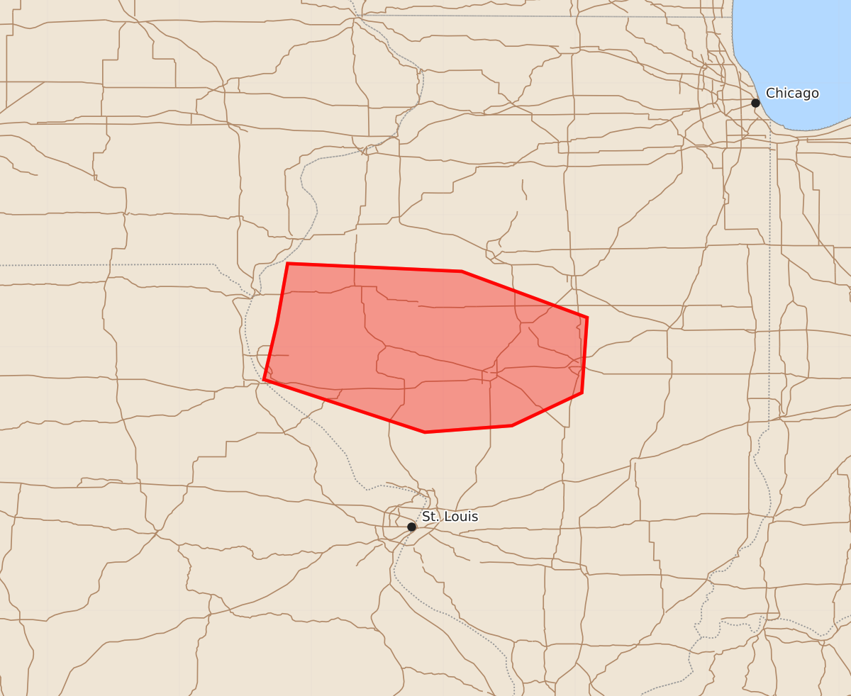 Risk area map for Mesoscale Discussion 1996