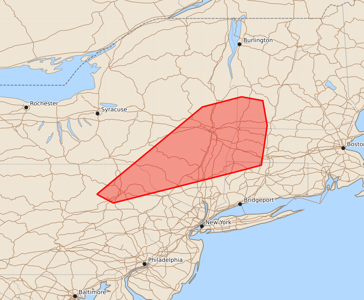 Risk area map for Mesoscale Discussion 2156
