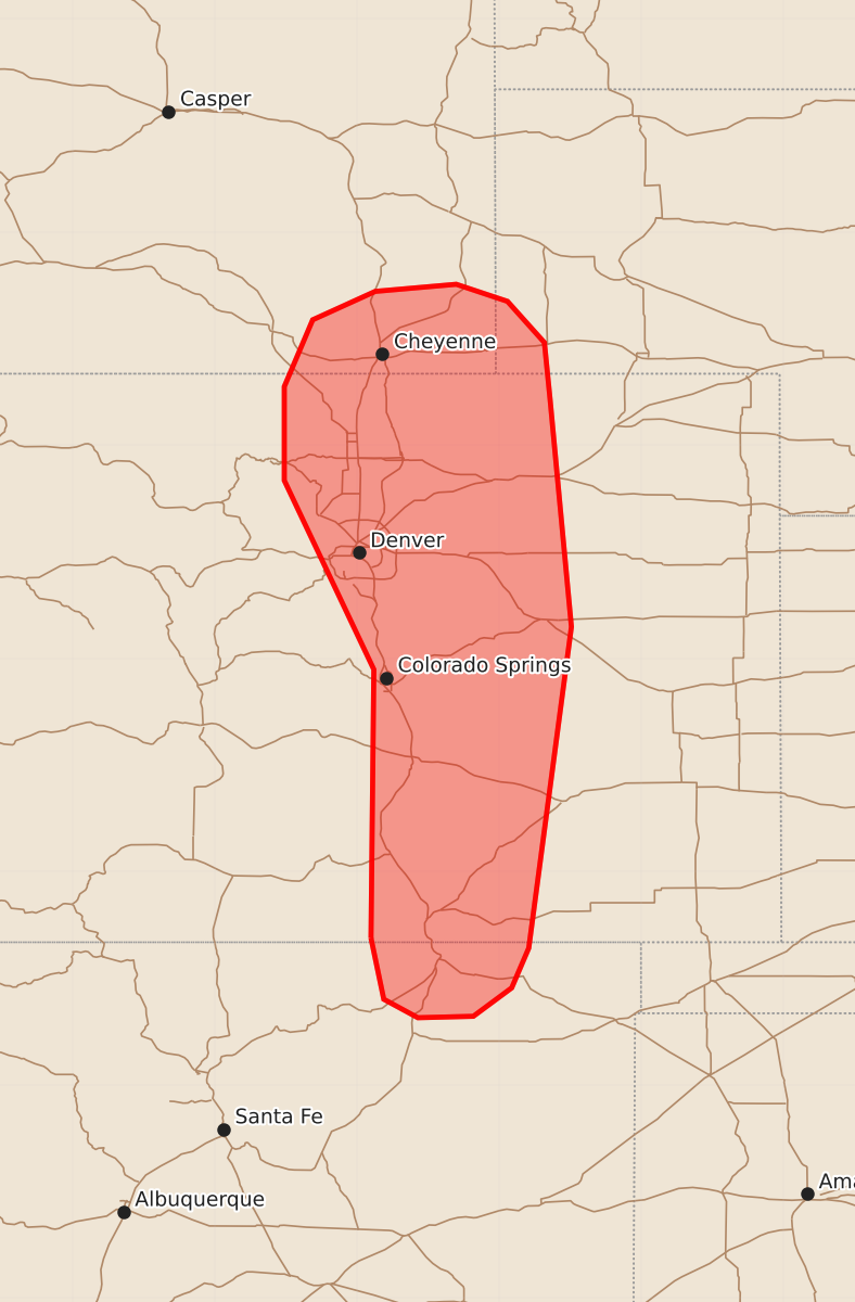 Risk area map for Mesoscale Discussion 2116