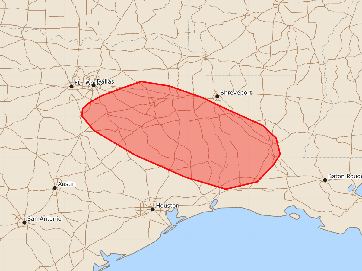 Risk area map for Mesoscale Discussion 1533