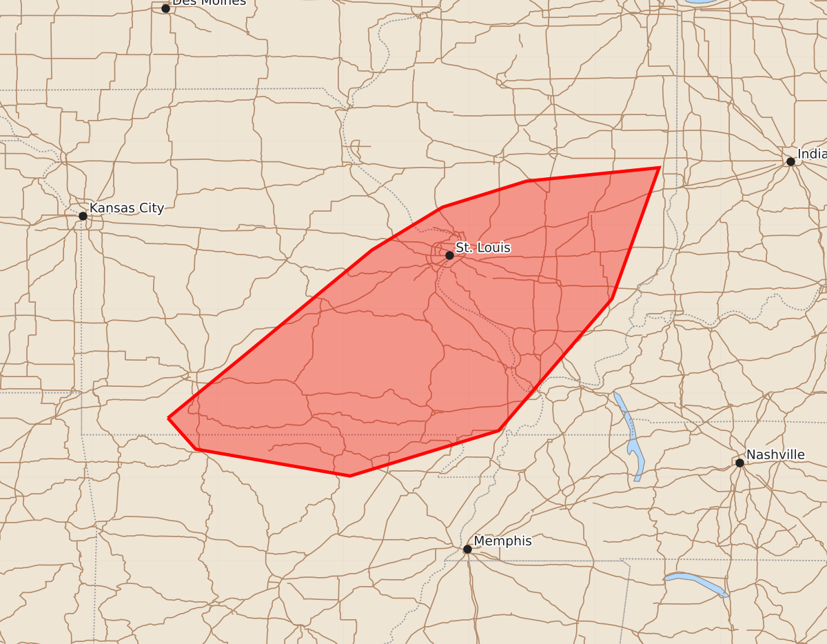 Risk area map for Mesoscale Discussion 1228