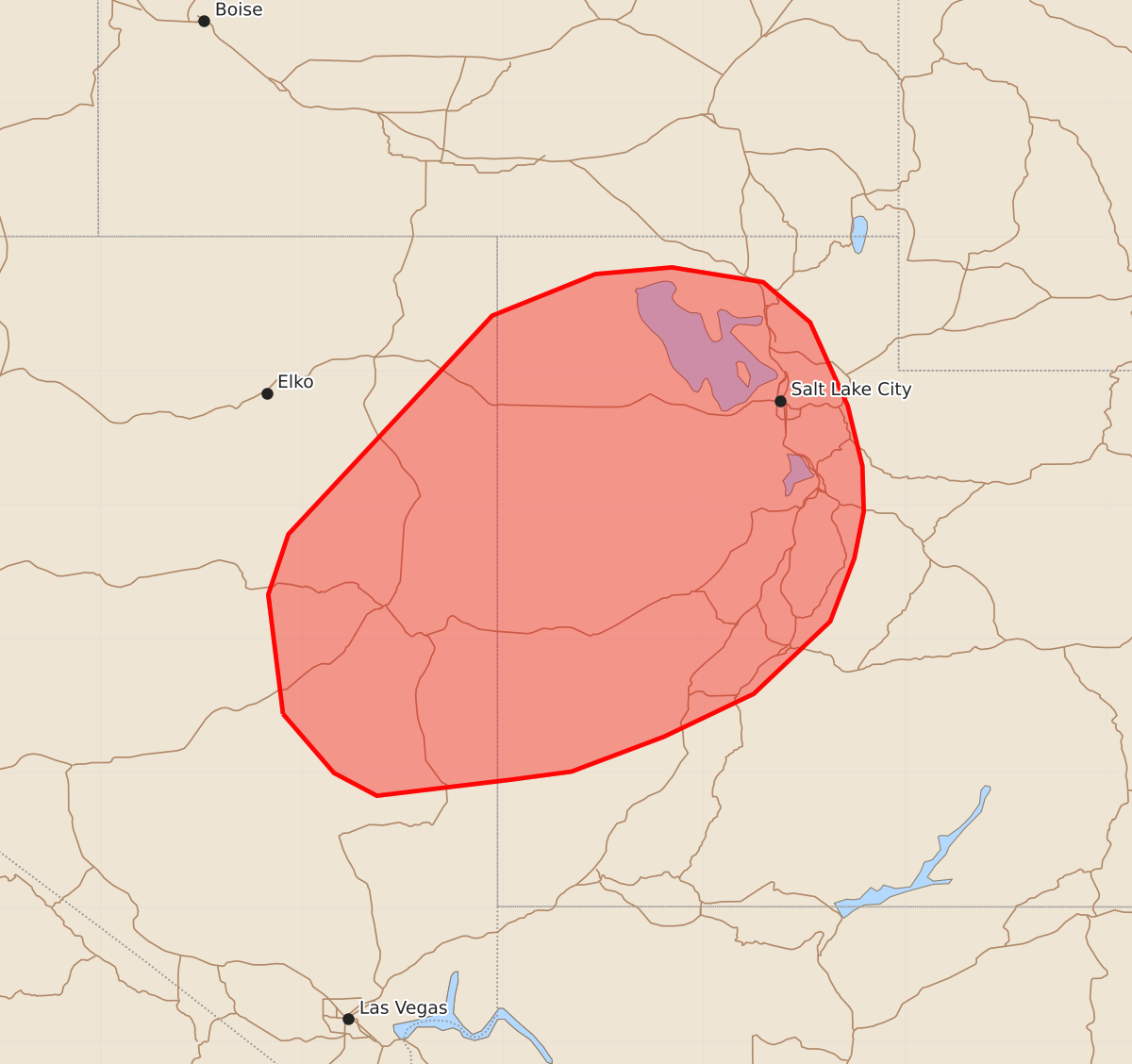 Risk area map for Mesoscale Discussion 1294