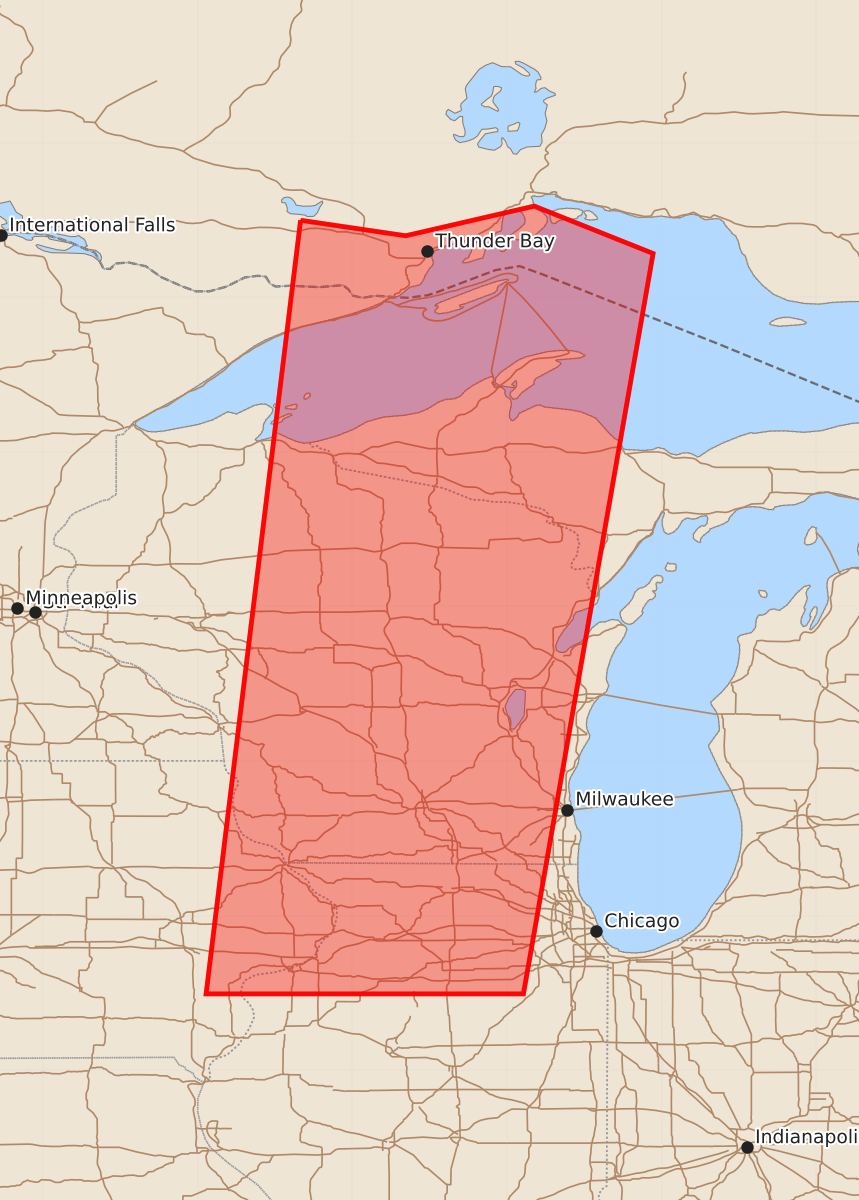 Risk area map for Watch 387 Outline