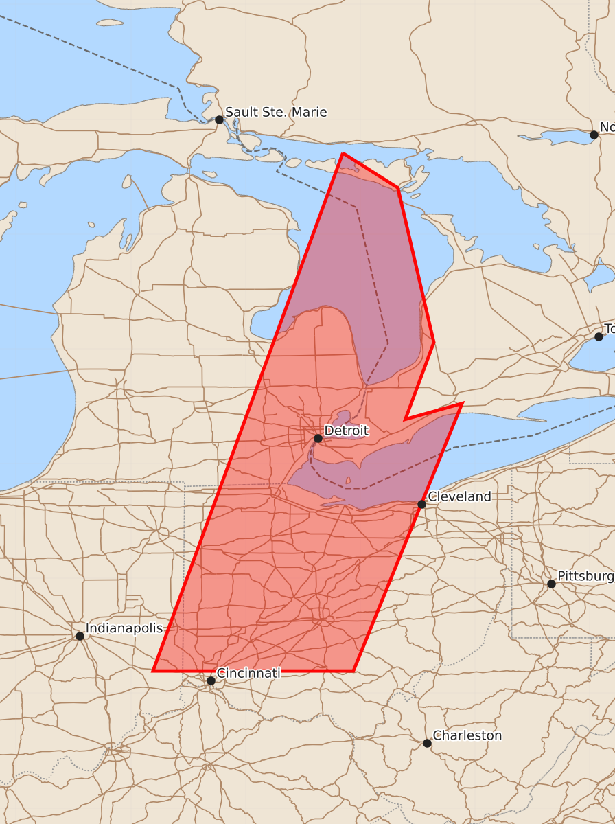 Risk area map for Watch 567 Outline