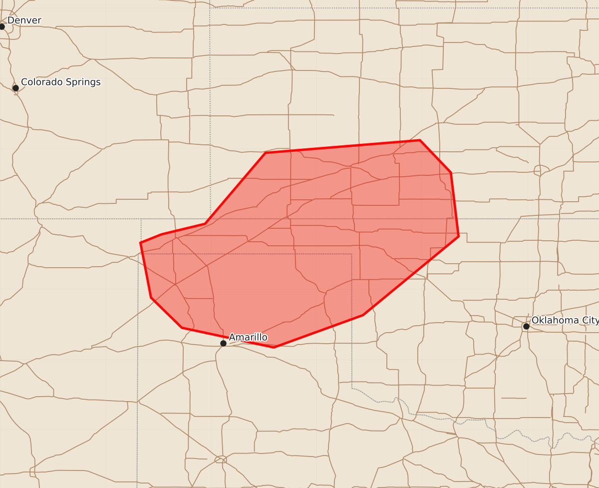 Risk area map for Mesoscale Discussion 1311