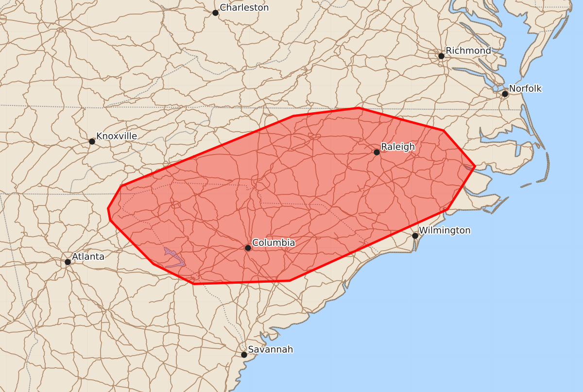 Risk area map for Mesoscale Discussion 1367