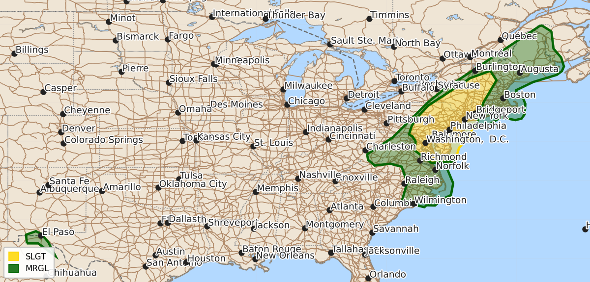 Risk area map for Day 1 Areal Outline