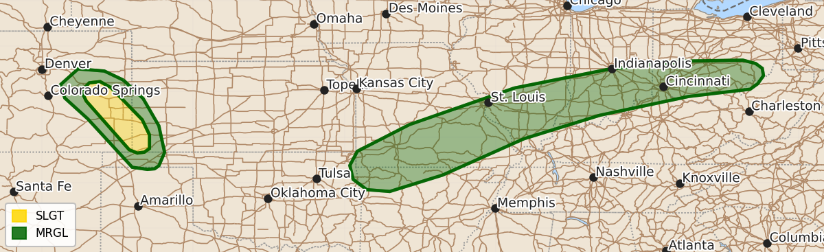 Risk area map for Day 1 Areal Outline