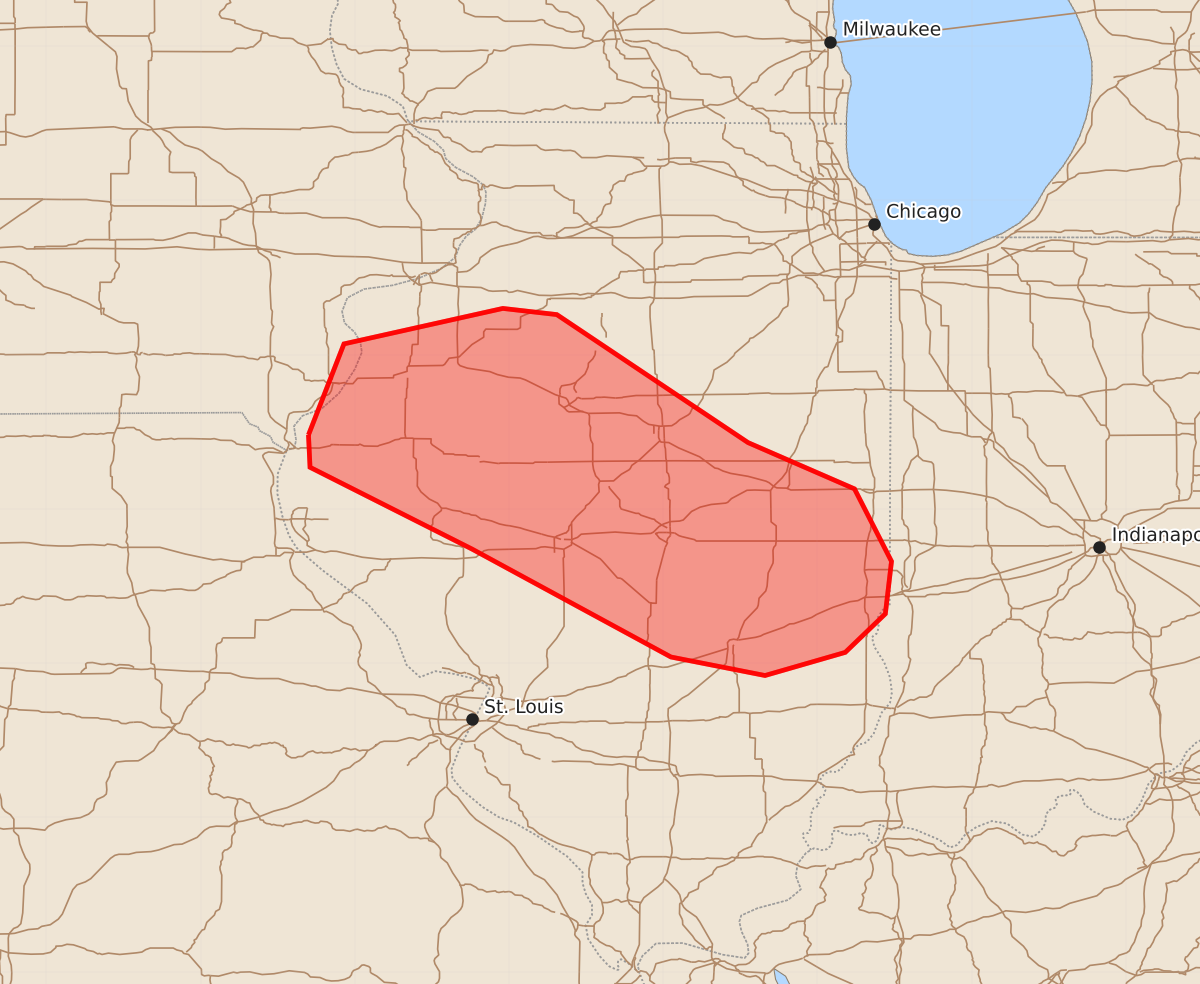 Risk area map for Mesoscale Discussion 1952