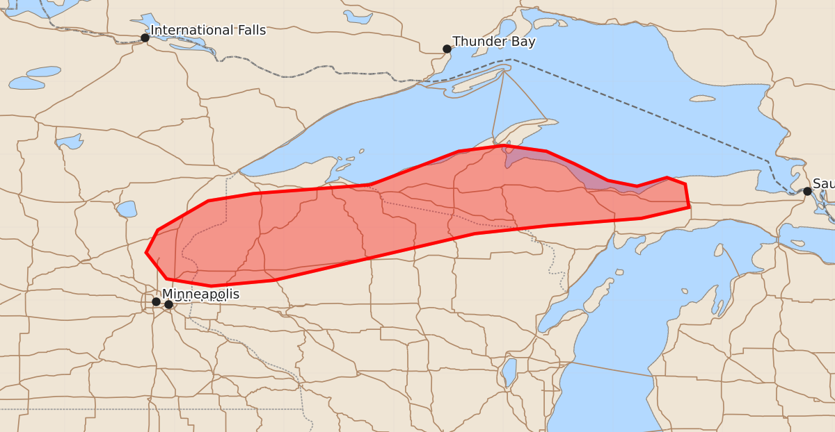 Risk area map for Mesoscale Discussion 1643