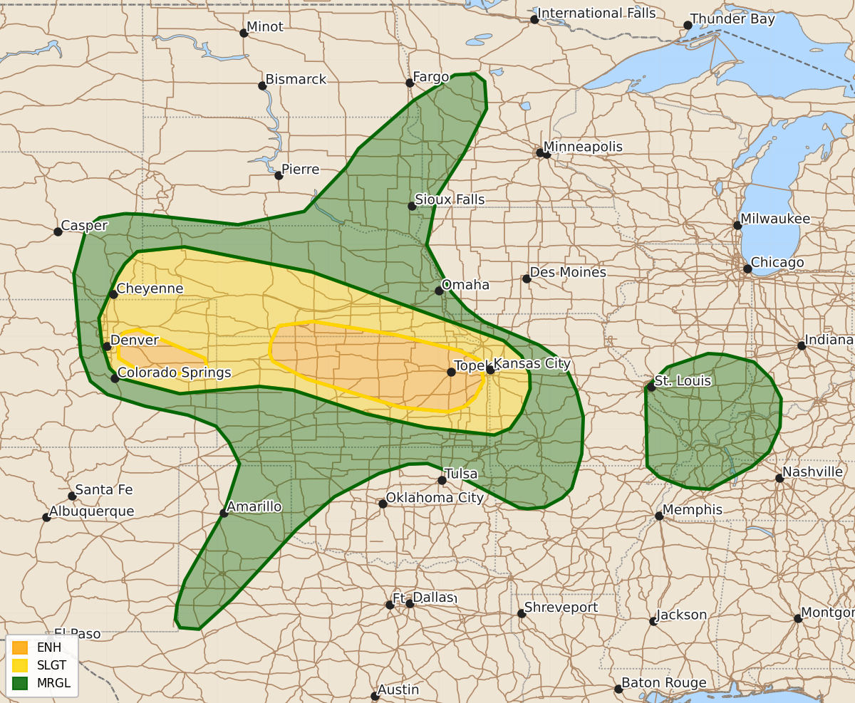 Risk area map for Day 1 Areal Outline