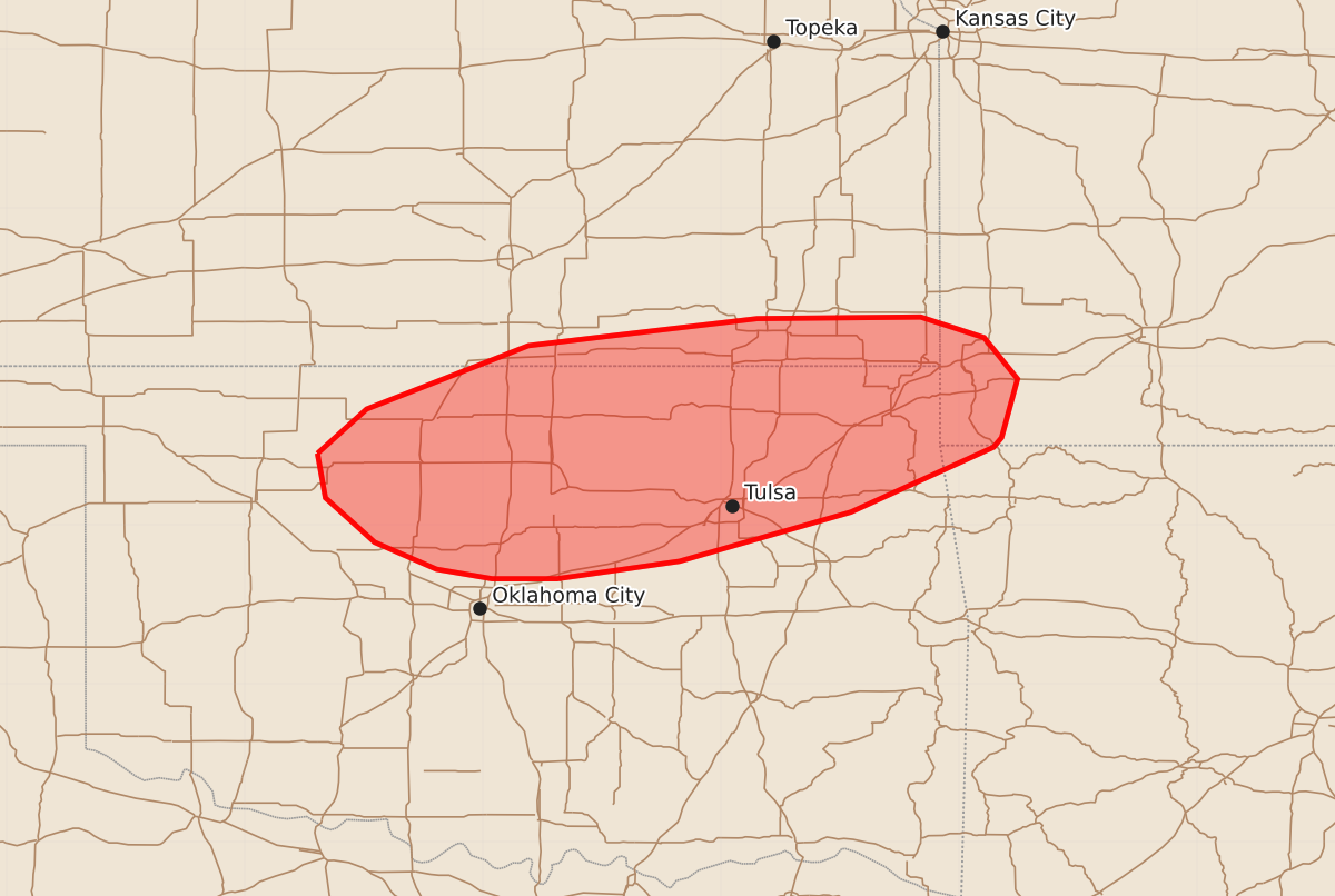 Risk area map for Mesoscale Discussion 1344