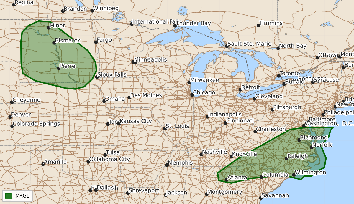 Risk area map for Day 2 Areal Outline