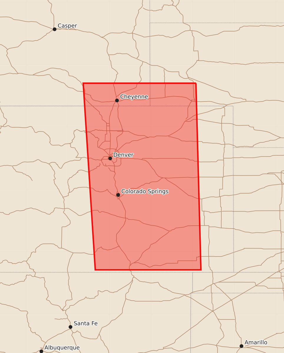 Risk area map for Watch 629 Outline