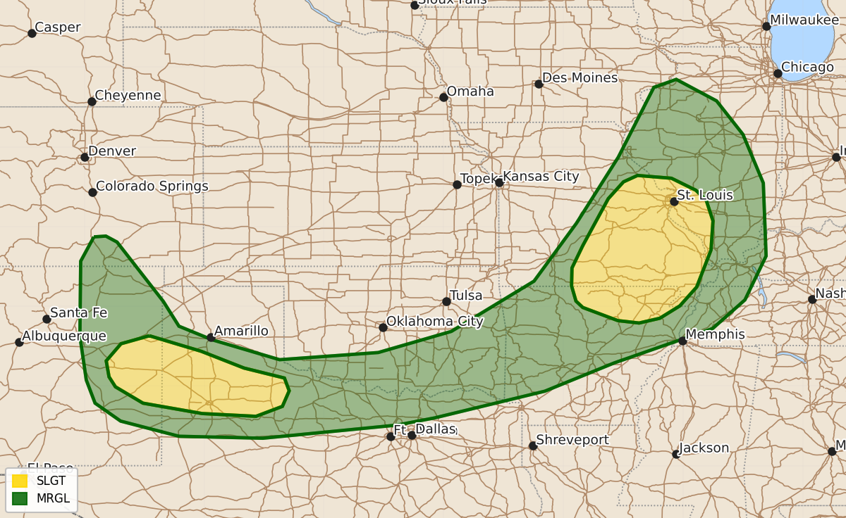 Risk area map for Day 1 Areal Outline