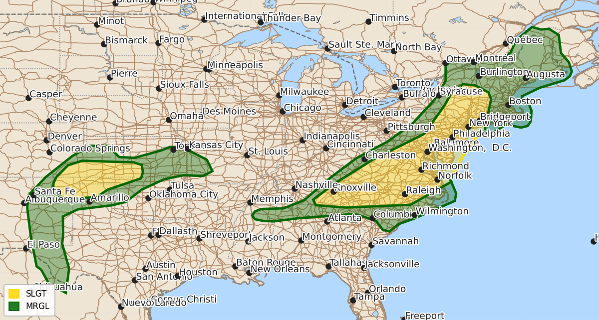 Risk area map for Day 1 Areal Outline