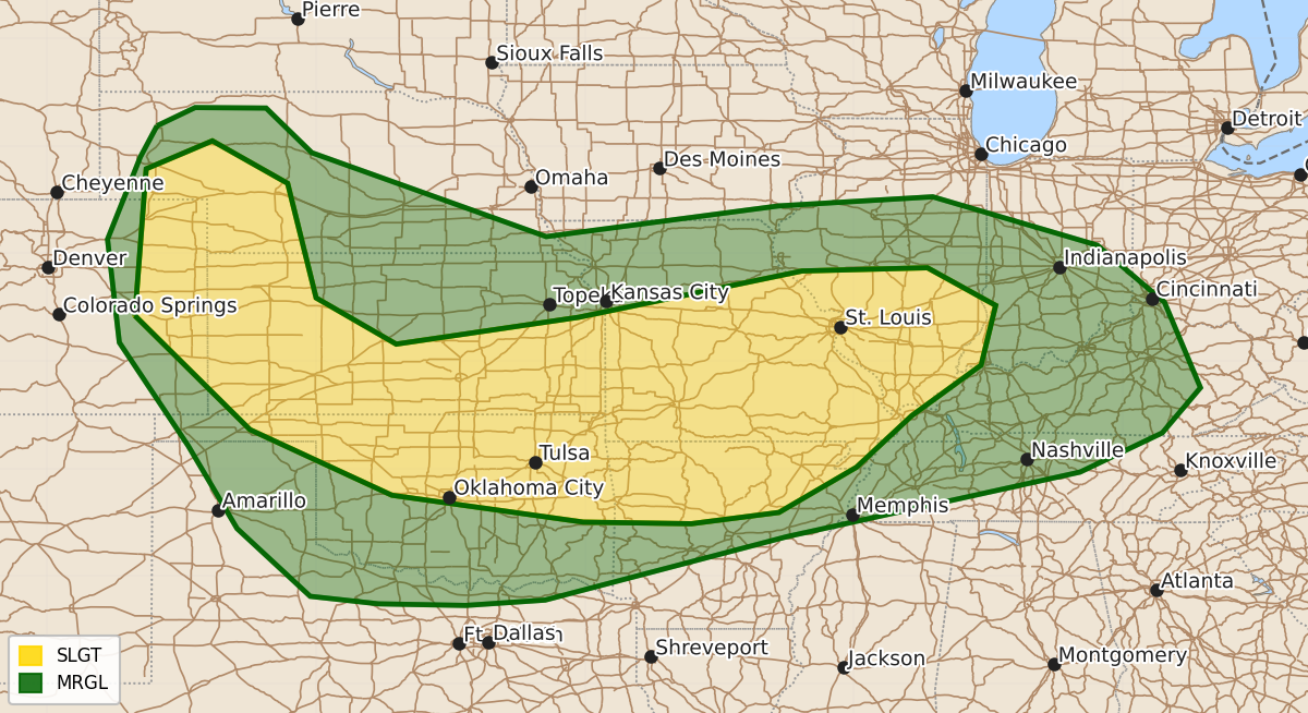 Risk area map for Day 3 Areal Outline