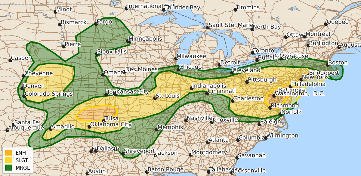 Risk area map for Day 1 Areal Outline