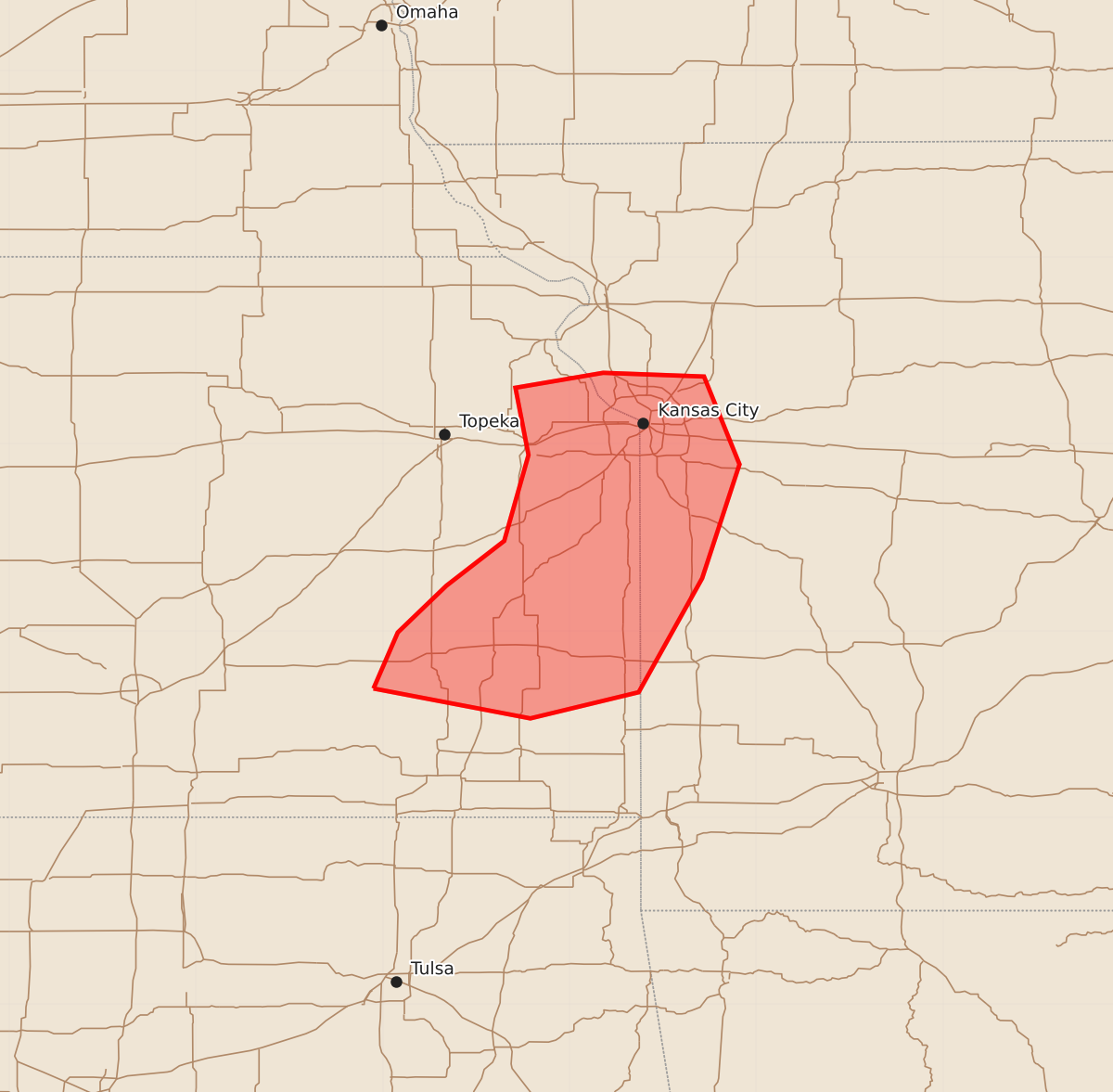 Risk area map for Mesoscale Discussion 1042