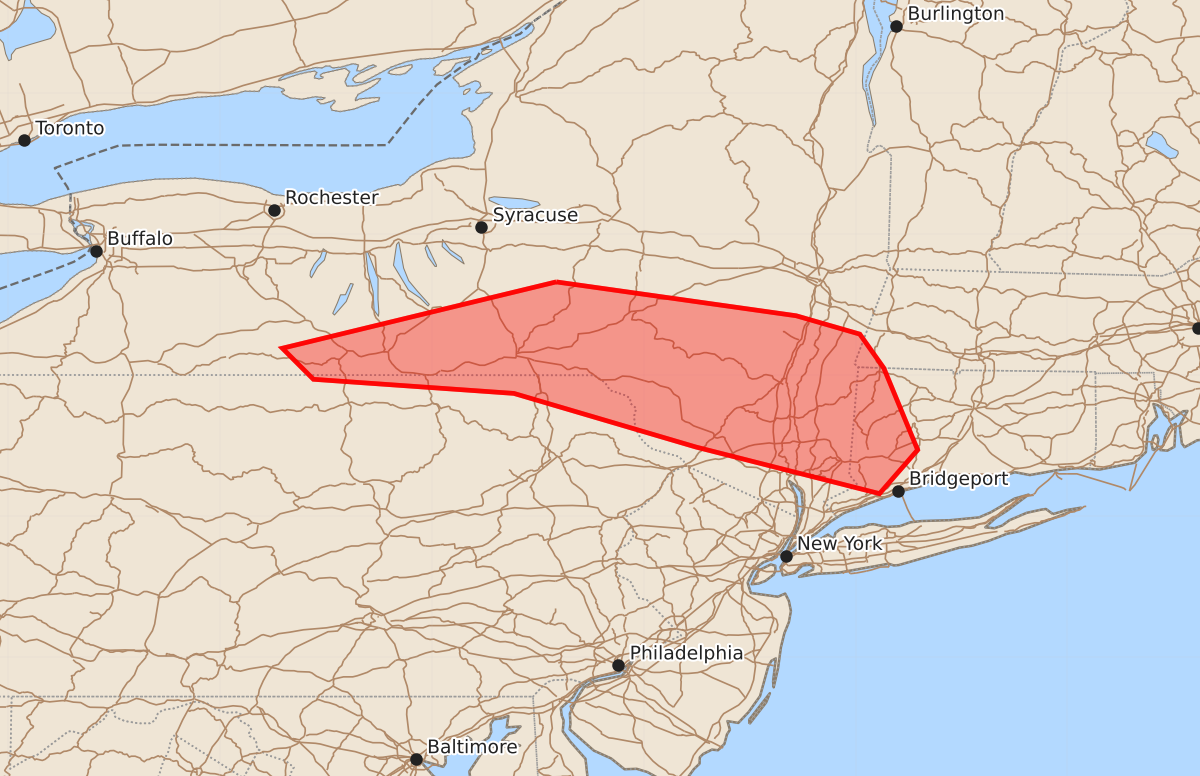 Risk area map for Mesoscale Discussion 1654