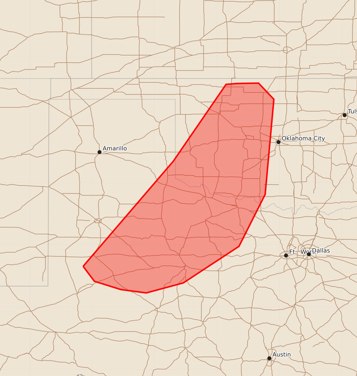 Risk area map for Mesoscale Discussion 2328