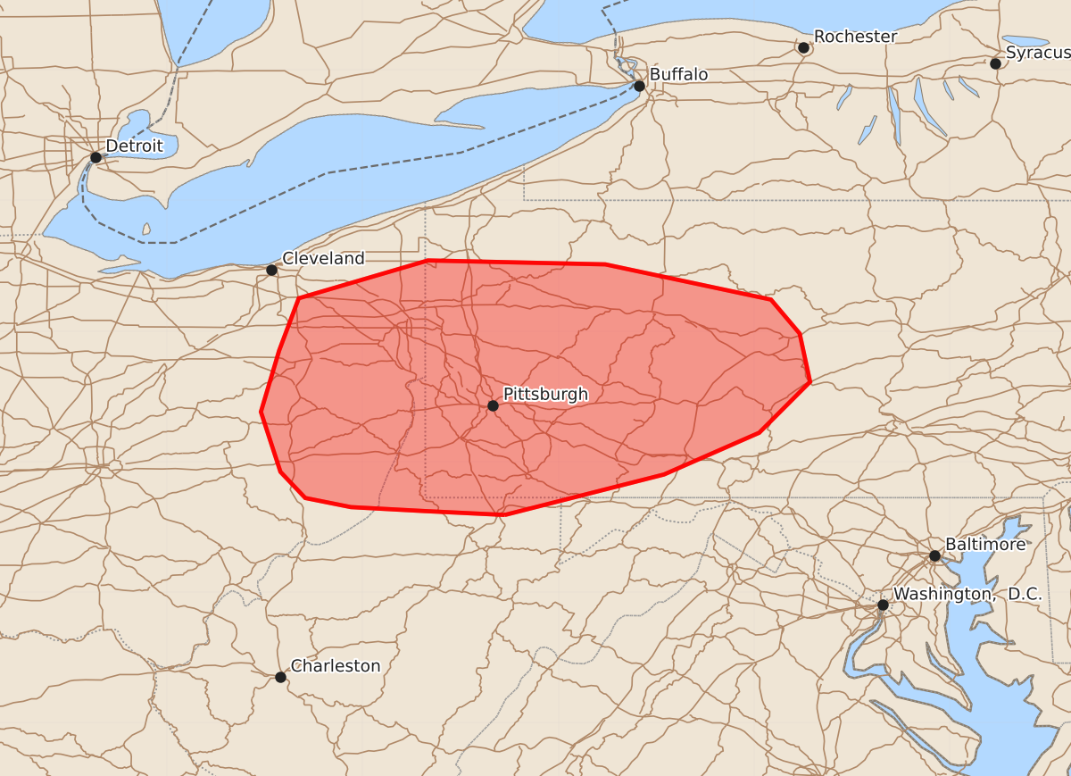 Risk area map for Mesoscale Discussion 1317