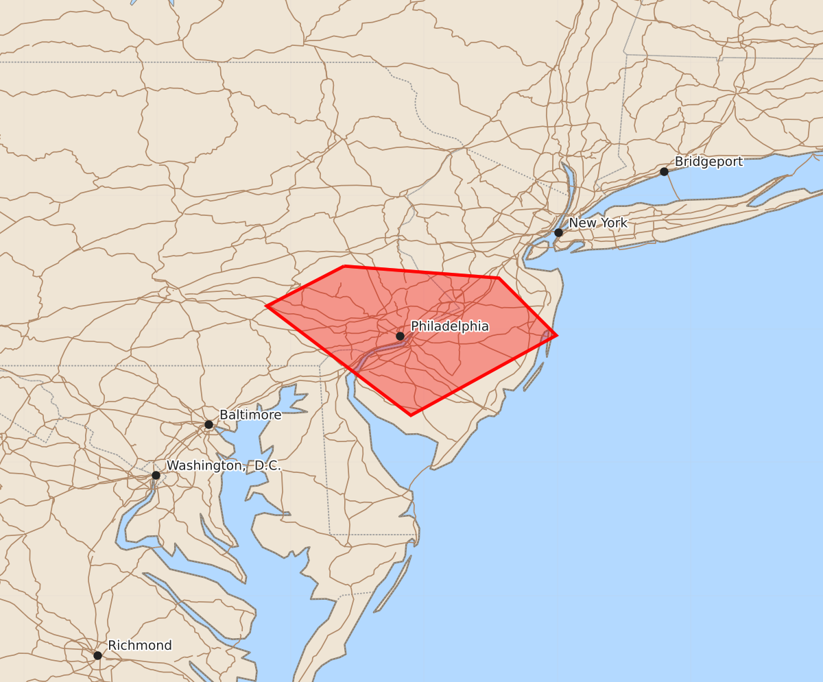 Risk area map for Mesoscale Discussion 1633