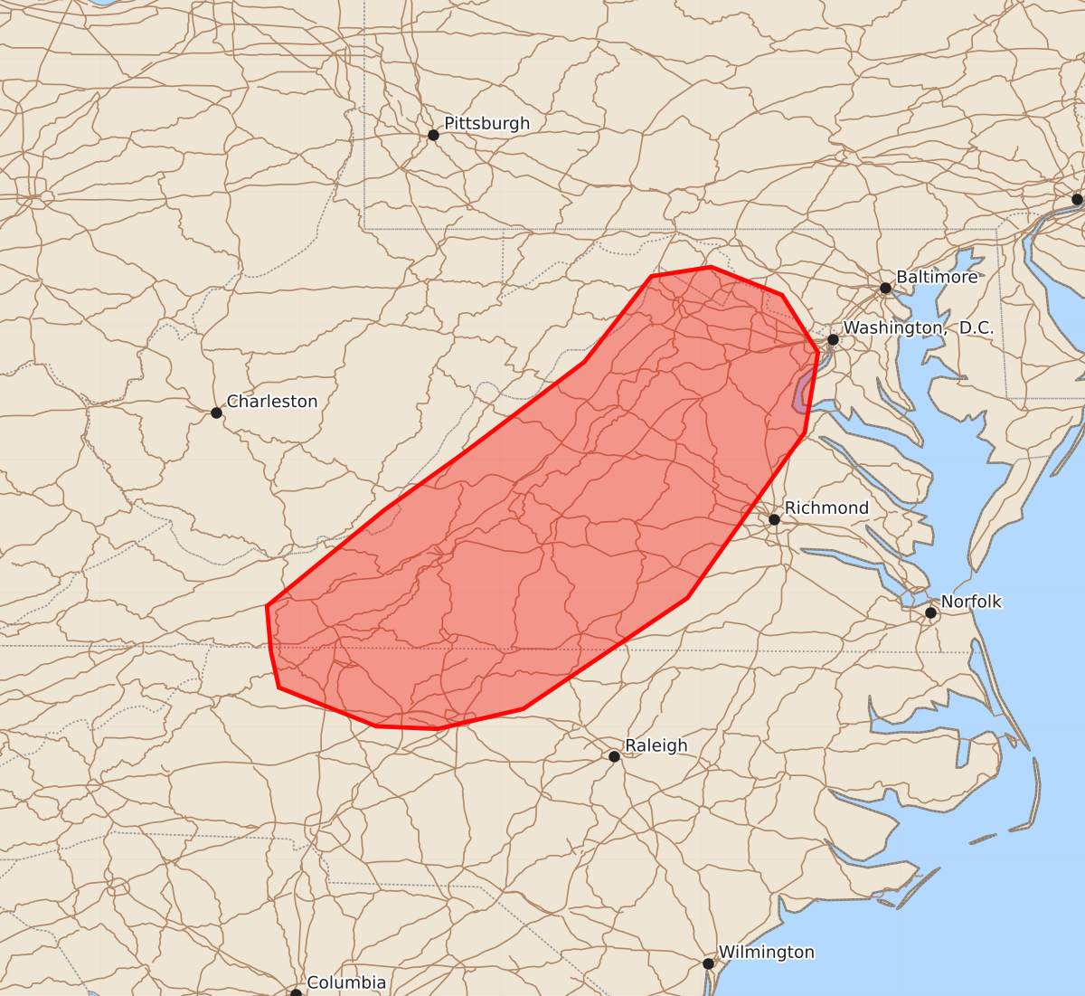 Risk area map for Mesoscale Discussion 2091