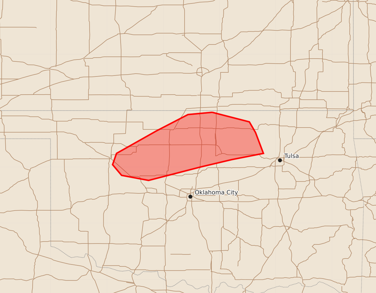 Risk area map for Mesoscale Discussion 1502