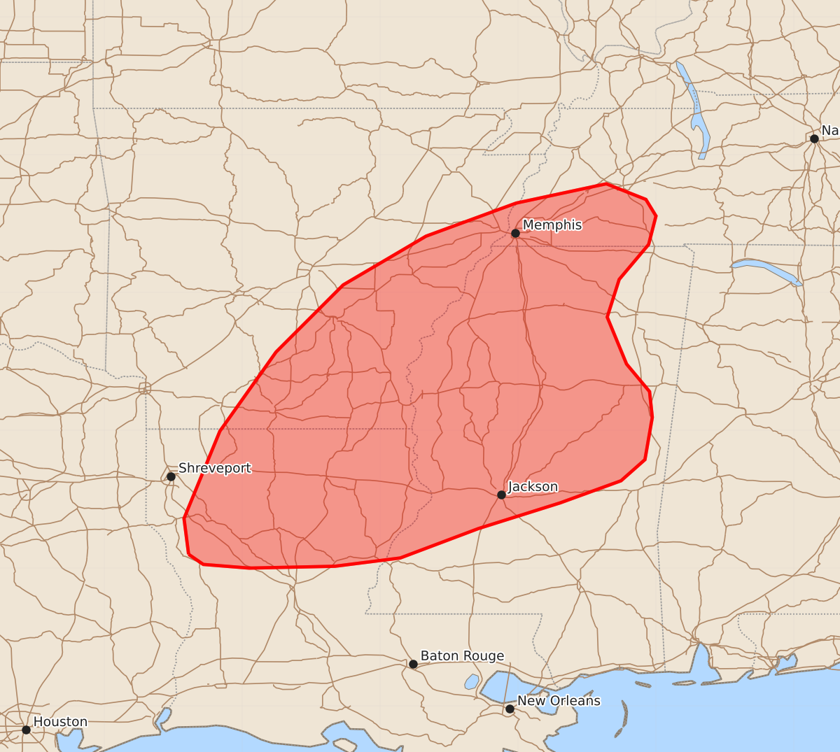Risk area map for Mesoscale Discussion 1428