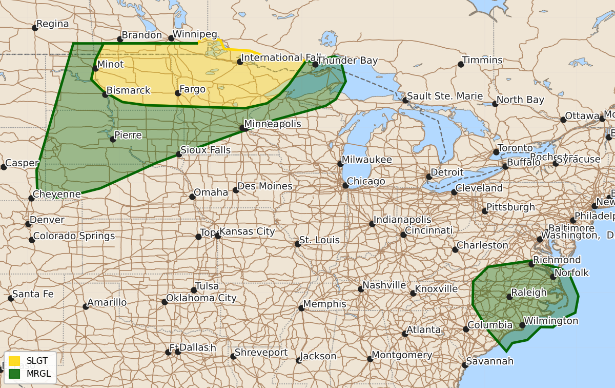 Risk area map for Day 3 Areal Outline