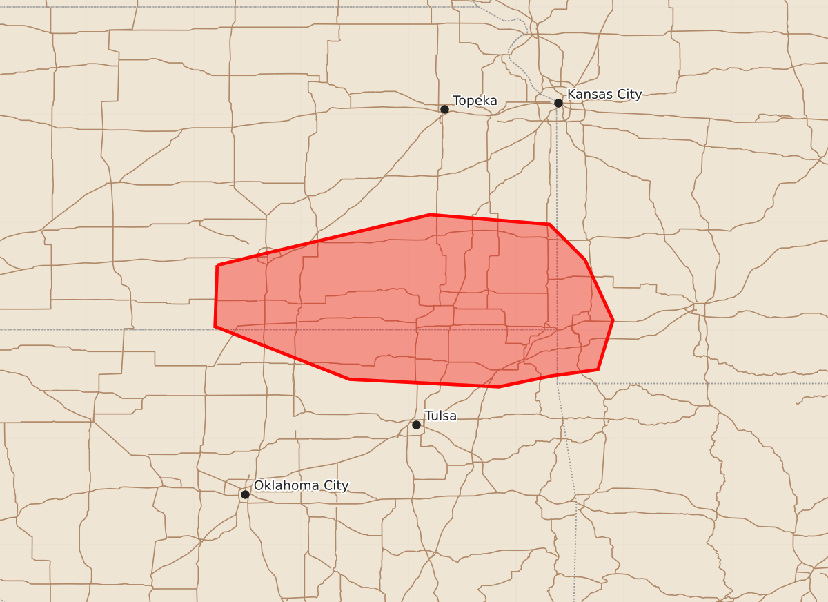 Risk area map for Mesoscale Discussion 1309