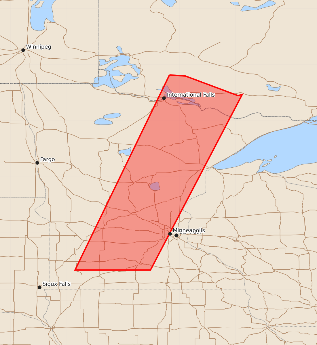 Risk area map for Watch 607 Outline