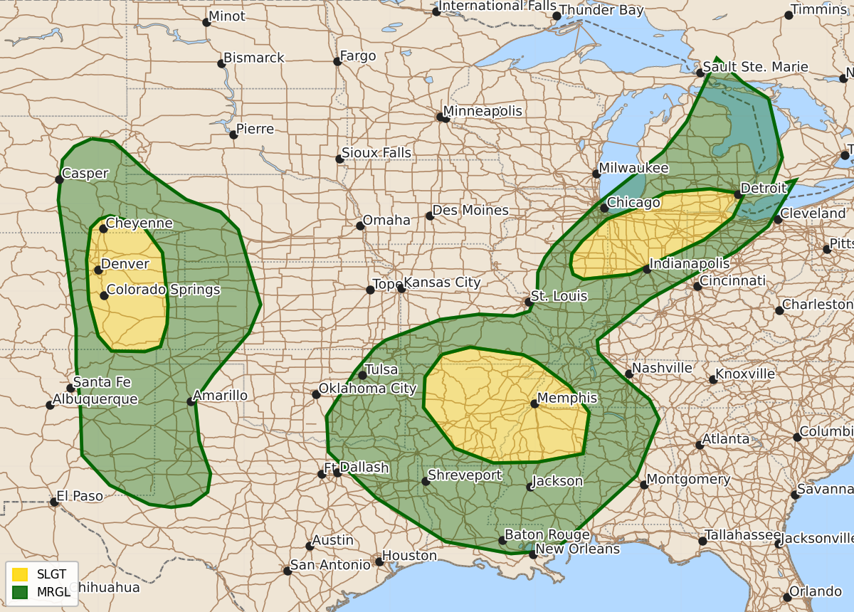 Risk area map for Day 1 Areal Outline