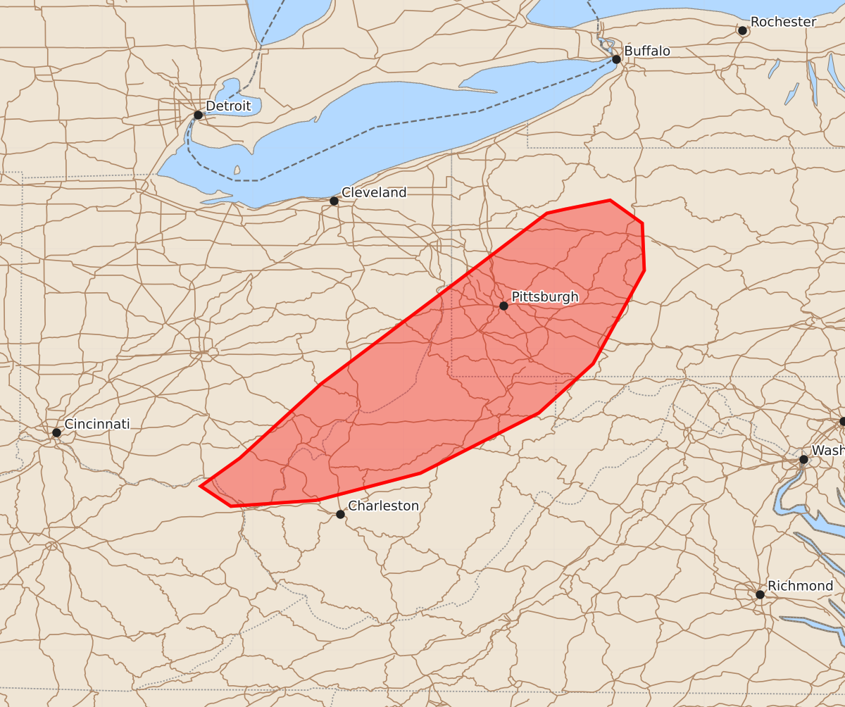 Risk area map for Mesoscale Discussion 2285